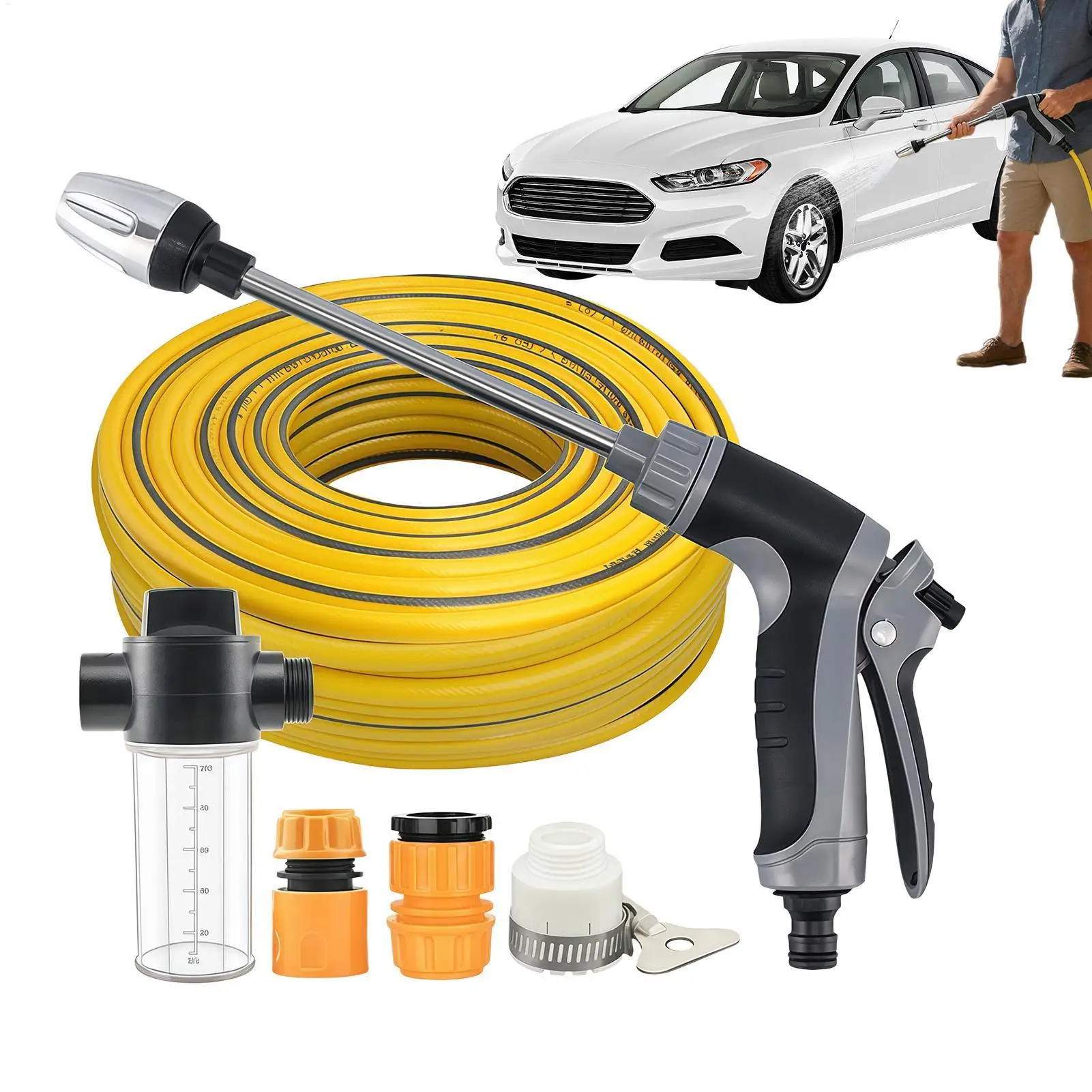 High Pressure Washer 49ft Hose Adjustable Spray Portable Car Pressure Washer for Outdoor Garden Yard Patio Porch Sidewalk