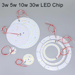 3W 5w 10w 30w LED Chip Bead Lights wire 5V Board Bulb Round Transformation Light Source Dia 32MM 50mm 14mm warm White Lamp
