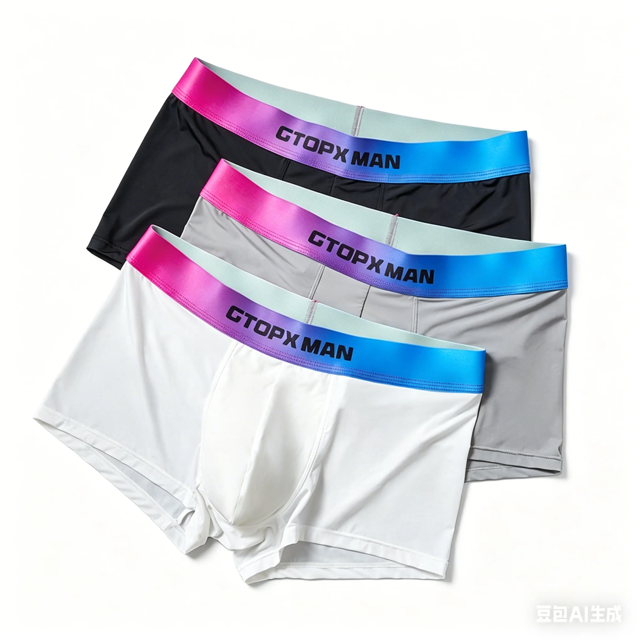

Men Ice Silk Boxer Briefs Gradient Waistband Ultra-thin Breathable Solid Color Underwear Youth Fashion Boxy Underwear Daily Wear