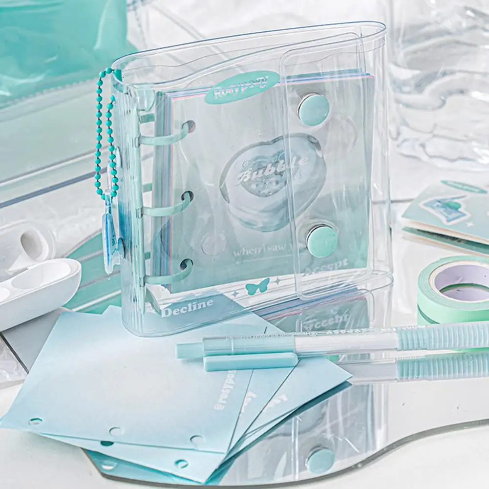 Copertina della carta sostituibile con guscio trasparente impermeabile 62 pagine raccoglitore ad anelli per Notebook tascabile cancelleria per Notebook da viaggio per cartoni animati