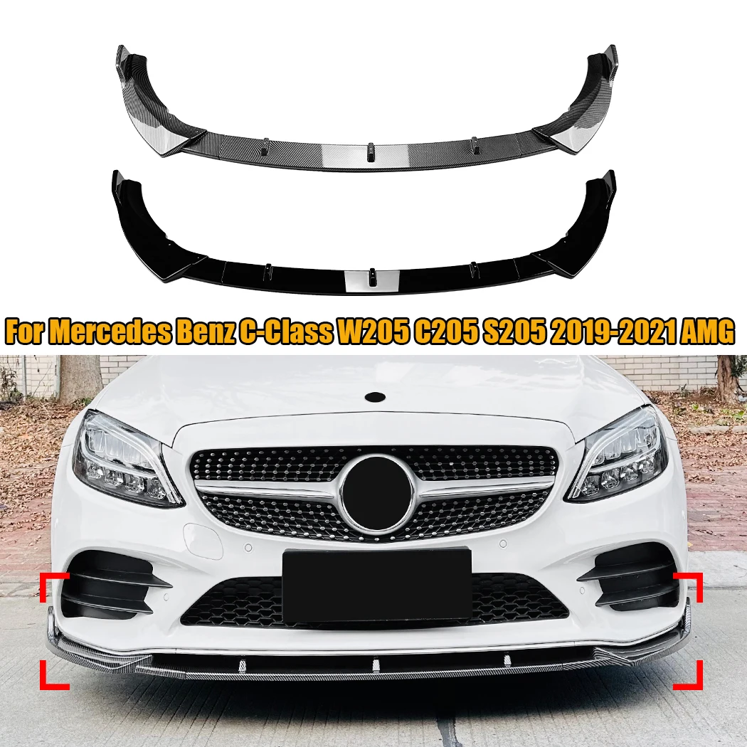 

Front Bumper Lip Body Kit Spoiler Bumper Canard Lip Splitter Accessories For Mercedes Benz C-Class W205 C205 S205 2019-2021 AMG