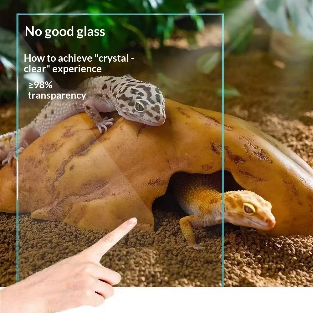 Ultra-white Glass Closed Reptile Tank with Snap Button for Lizard Gecko Snake Beetle Land Turtle Horned Frog Breeding