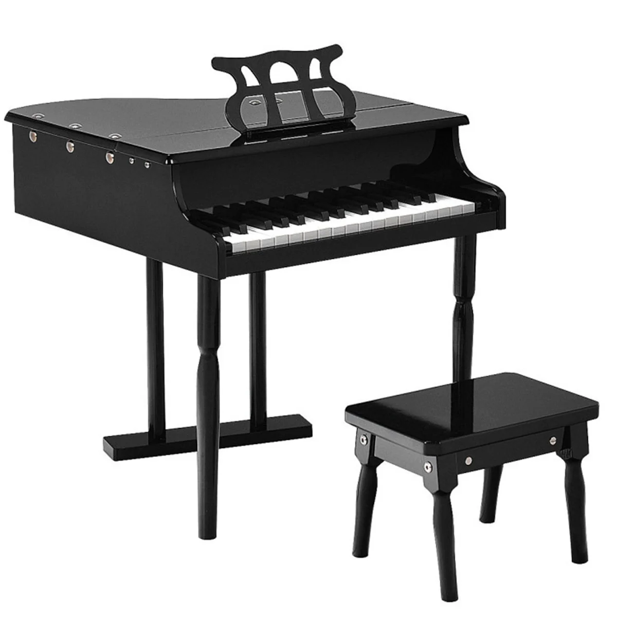 Piano noir à 30 touches pour enfants, jouet clavier avec couvercle de piano de banc et musique T1