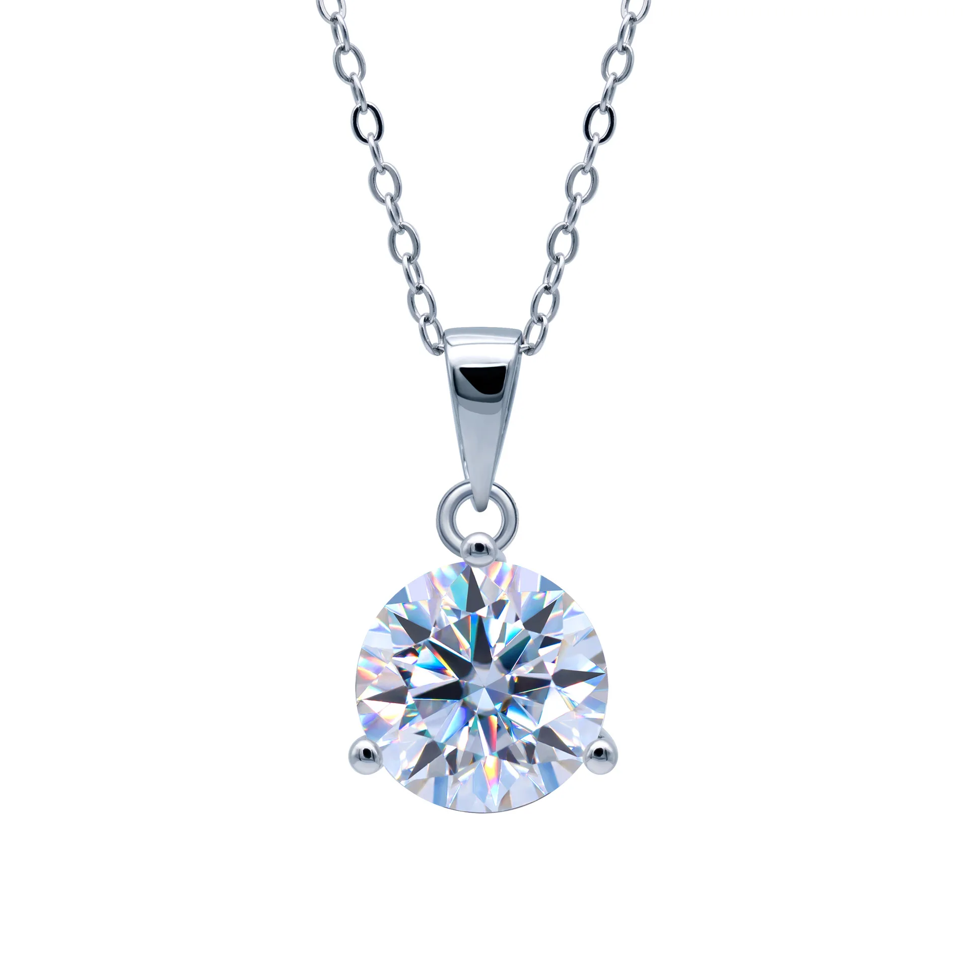 

Light Luxury S925 Sterling Silver Three Claw Diamond Pendant Necklace for Women