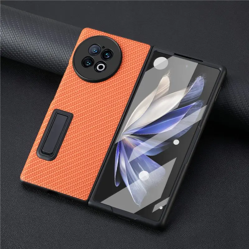 Window View Tempering Glass Fold Cover For VIVO X Fold 2 Full Protection Anti-Drop Leather The Back Bracket Flip Phone Case