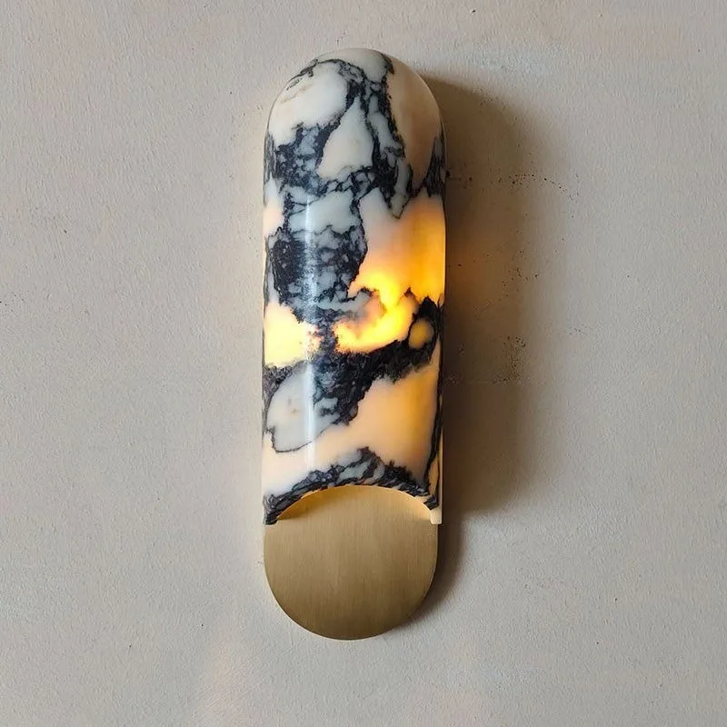 

100% Natural Marble & Brass Wall Lamp, Vintage Decor for Hotel & Home