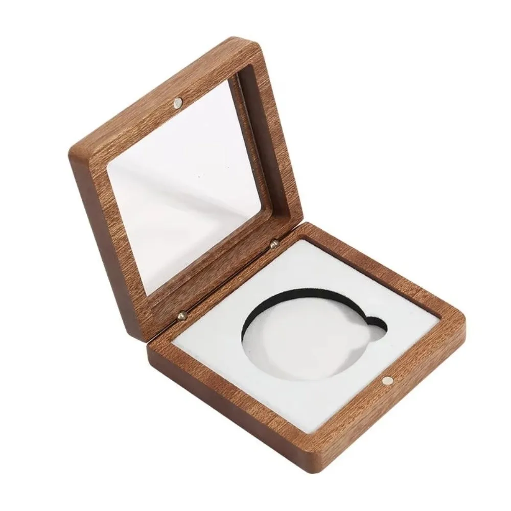 

Silver Coin Commemorative Coin Badge Box Badge Black/White Ancient Coin Collection Box Walnut Wood Window Box Gift Box