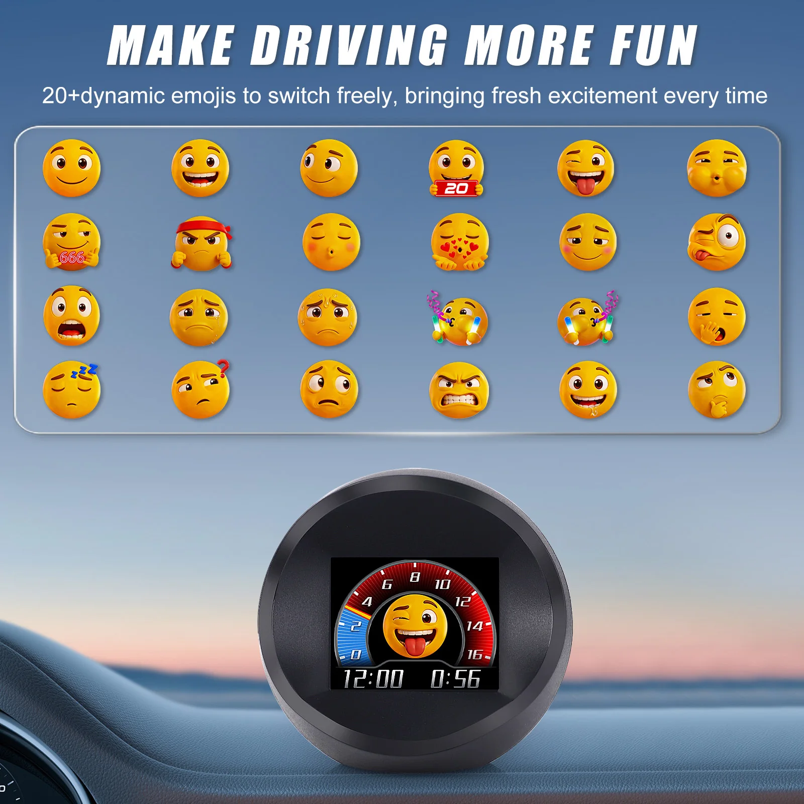 Picture 4: Head-up Display GPS Car HUD Multiple Dynamic Expressions Vehicle Speed/Mileage/Altitude/Clock/Speedometer For Universal All Car