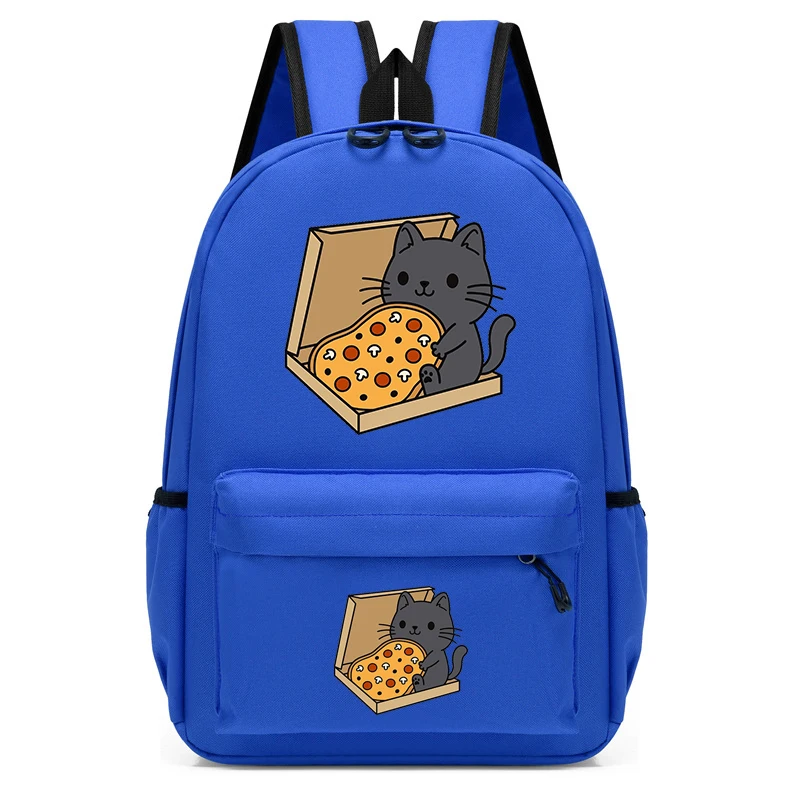 Children's School Bag Cartoon Pizza Cat Backpacks for Teenager Cute Kindergarten Schoolbag Anime Book Bag Boys Girls Animal Bag