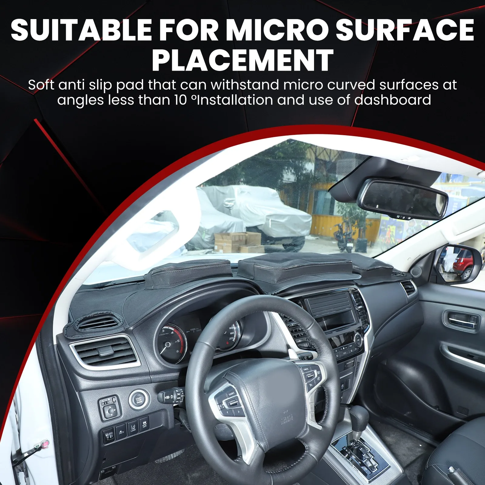 

Cloth 2In1 Car Instrument Sunshade Mat Storage Pocket For Mitsubishi Triton L200 2015-2023 Dashboard Sun Protection Stowing Bag