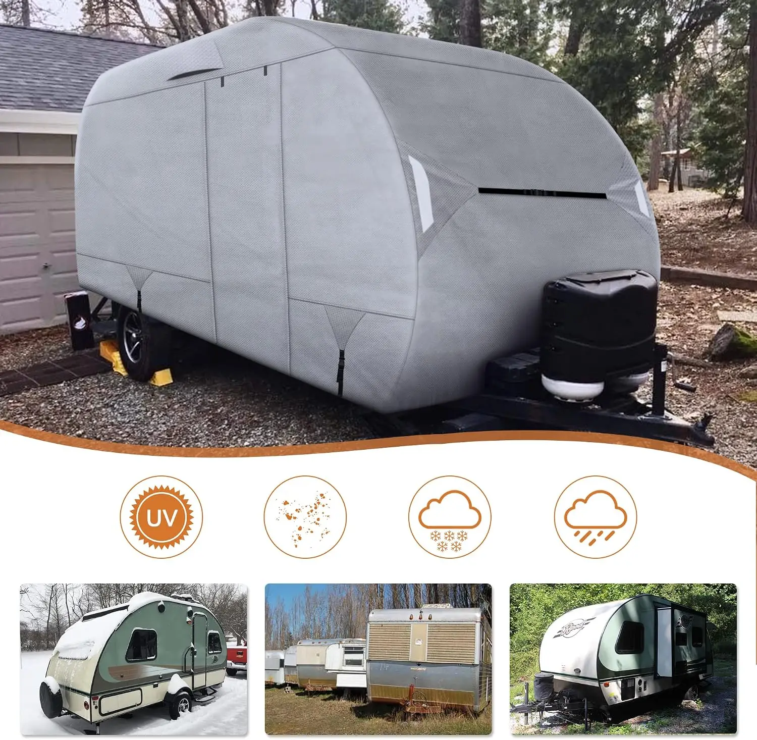 Leader Accessories R-POD Cover Travel Trailer RV Cover Teardrop Windproof Extra Thick with Adhesive Repair Patches (r-pod tt Cover, Model 3 - Up to 17' 7" L) view 5