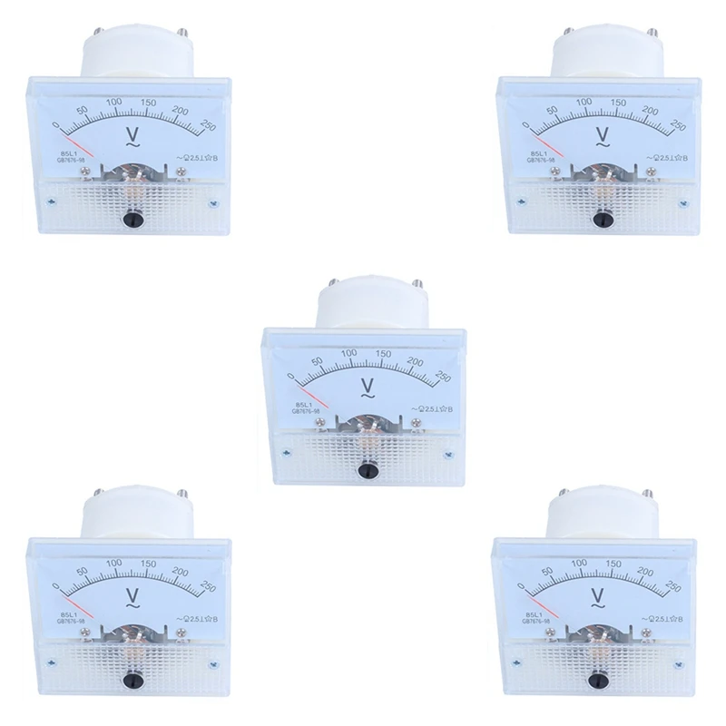 5X Analog 85L1 AC 250 V Panel Meter Voltmeter Measuring Device Installation Equipment