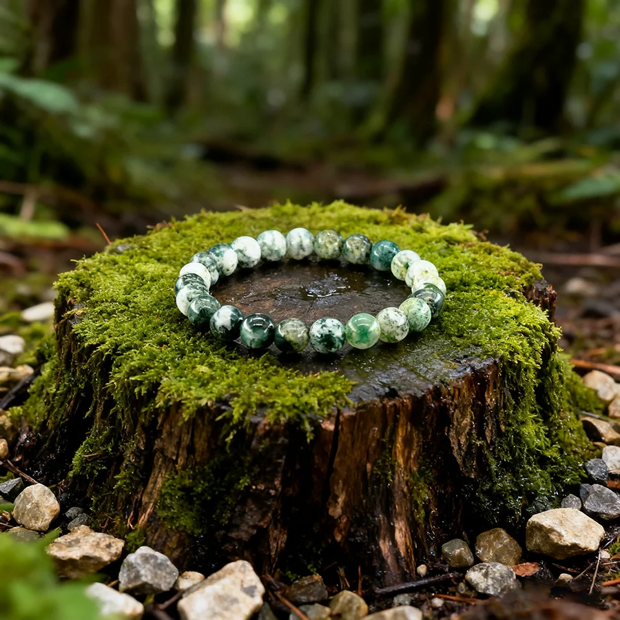 Original Tree Agate Bracelet Women Natural Stone Healing Crystal Spiritual Yoga Meditation Improve Capillary Function Jewelry