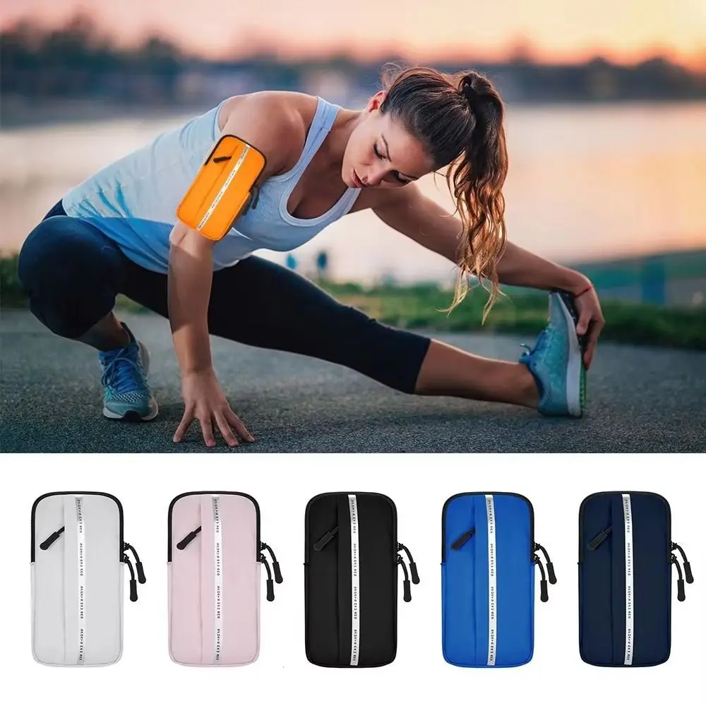 

PU Running Mobile Phone Arm Bag Waterproof Elastic Running Phone Holder Vertical Double-layer Armband Sports Phone Case