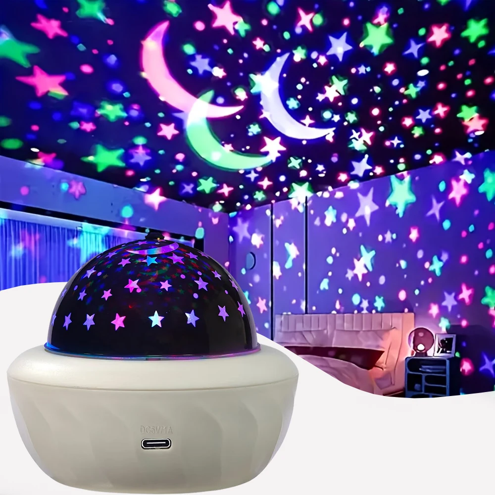 RGB Starry Sky Projector Lamp Automatically Rotating Crystal Night Light For Home Children Bedroom Party Decor Atmosphere Lamp