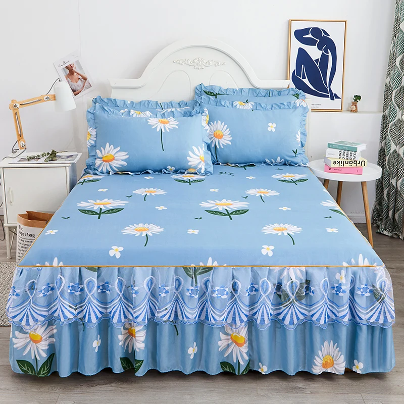 Print Bedspread Skin-friendly Bed Skirt Soft Bed 120/150/180/200 Cover Fresh Style Bed Linen colcha cama (Pillowcase Need Order)