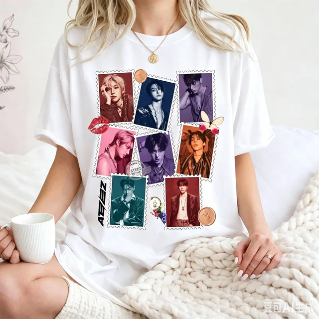 Retro Ateez Member Group Shirt  Ateez in Your Fantasy Tour Shirt 2026 Summer Men Women Cotton Oversized T-shirt Streetwear Y2K 4