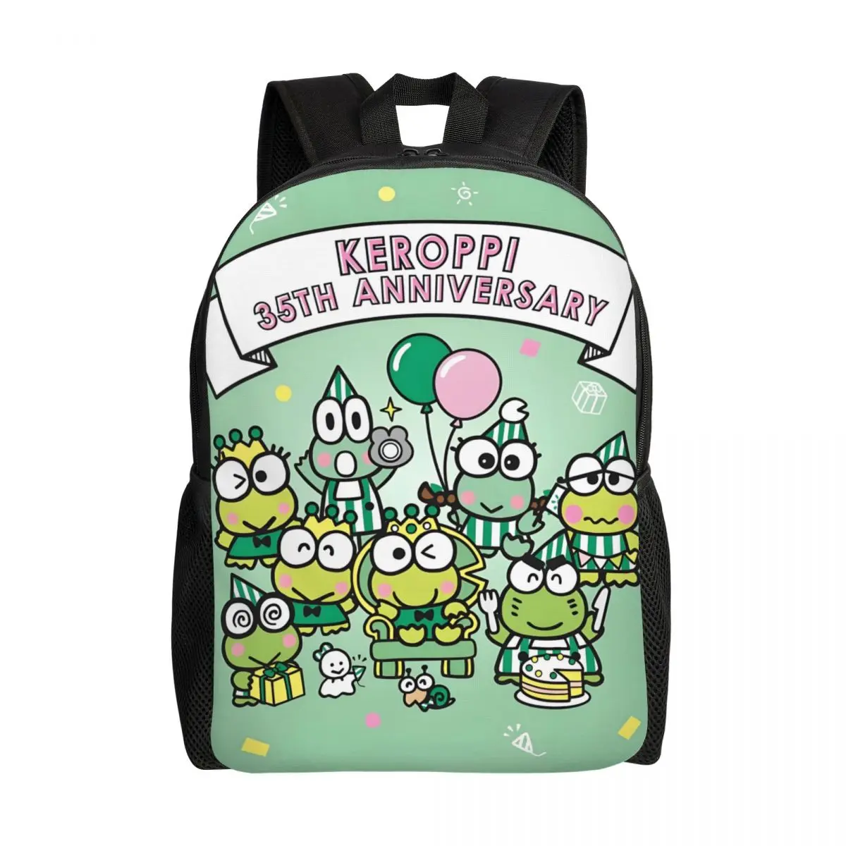 

Рюкзак для ноутбука Keroppi Green Frog на заказ, мужской и женский повседневный рюкзак для школьников, очаровательная мультяшная сумка