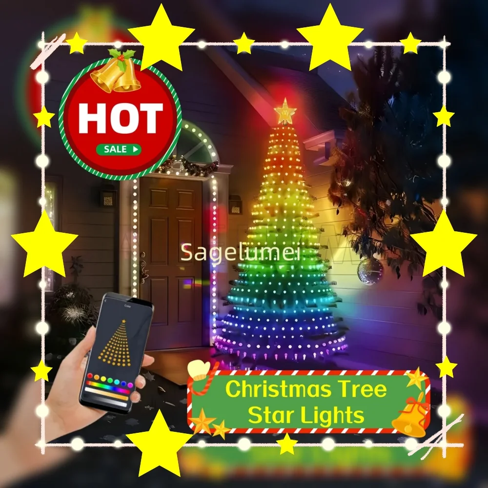 HOT SALE Smart Christmas Tree Lights 400LEDs Fairy Lights with Star Topper DIY Color Pattern App Remote for Christmas Tree Decor