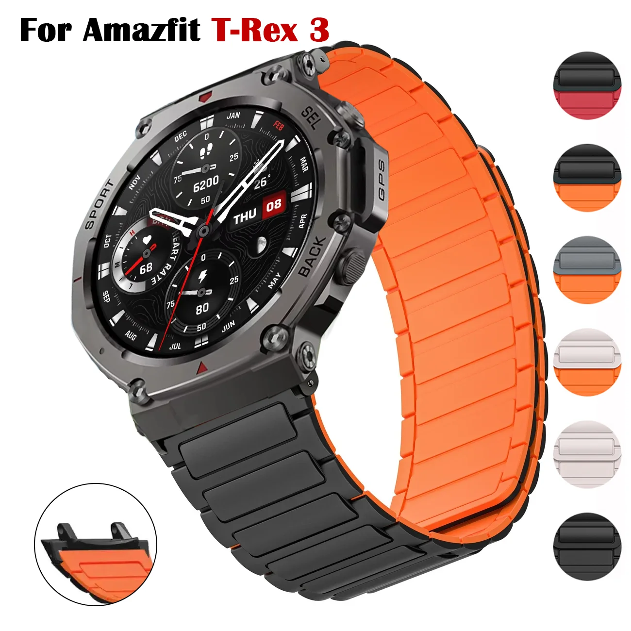 المغناطيسي سيليكون الفرقة ل Amazfit T-Rex 3 ساعة ذكية الرياضة استبدال حزام ل Huami Amazfit T ريكس 3 الفرقة Correa سوار