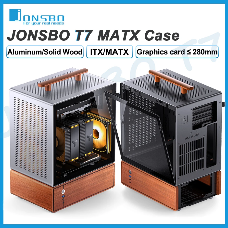 

JONSBO T7 MATX Case Handheld Portable Desktop Computer Chassis ATX Power Supply Supports 280mm Graphics Card