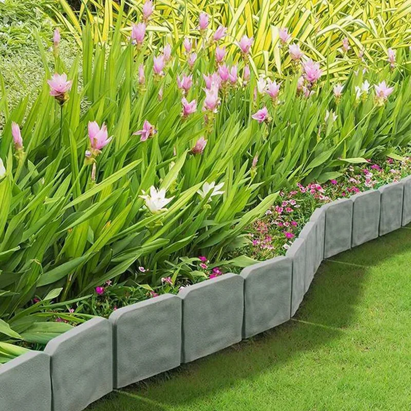 20Piece Garden Landscape Edging Borders No Dig 16 FT Lawn Edging Grey Plastic For Landscaping,Plastic Fencing Lawn Border