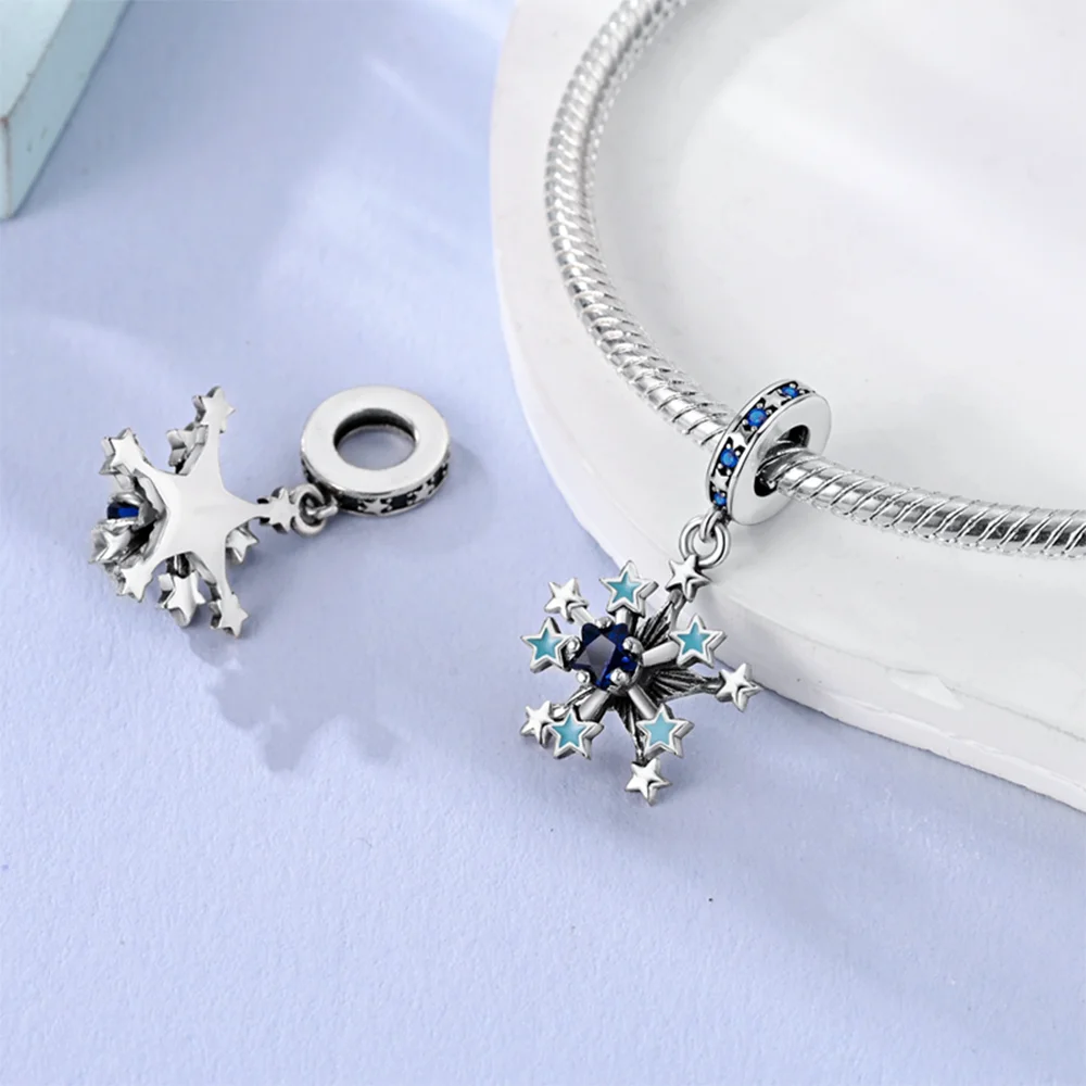 

Zircon Luminous Pendants Star Blue Globe Beads 925 Silver Fit Original Bracelets Necklaces Fine DIY Women Jewelry Making