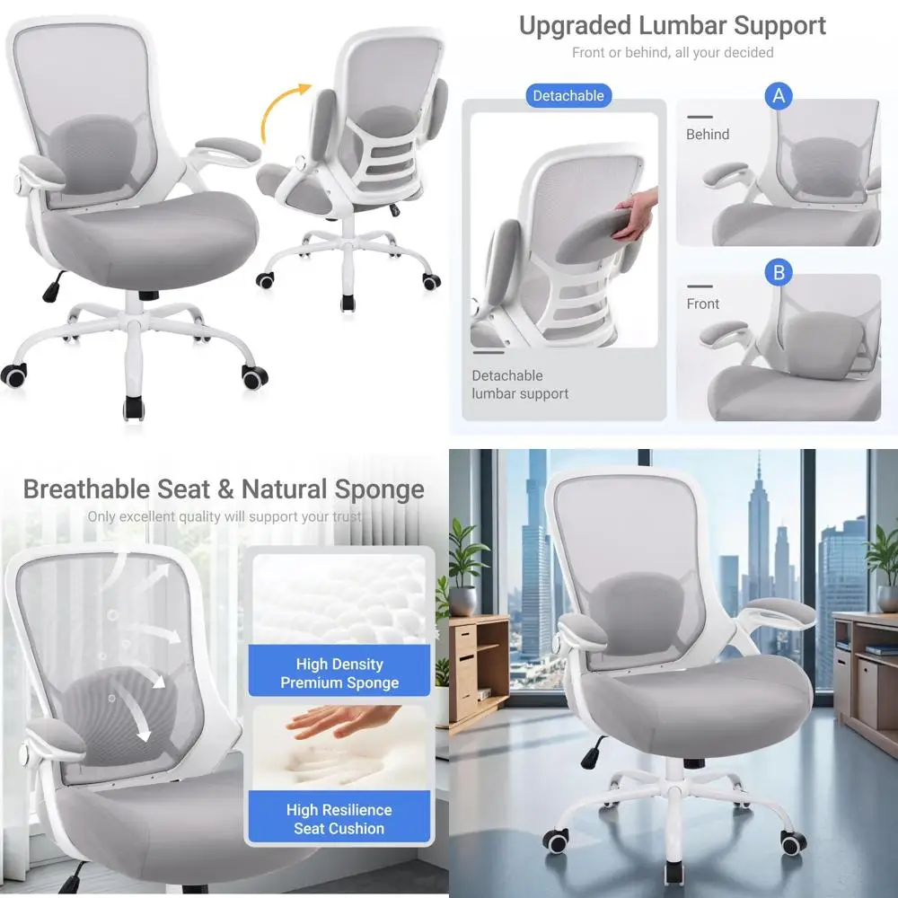 

Ergonomic Heavy Duty Office Chair, 400lbs Capacity, Thickened Seat with Adjustable Armrests for Home and Office Use