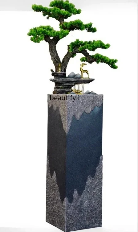

smt14 floor-to-ceiling new Chinese-style living room entrance flowing water ornament light luxury decoration fountain rockery