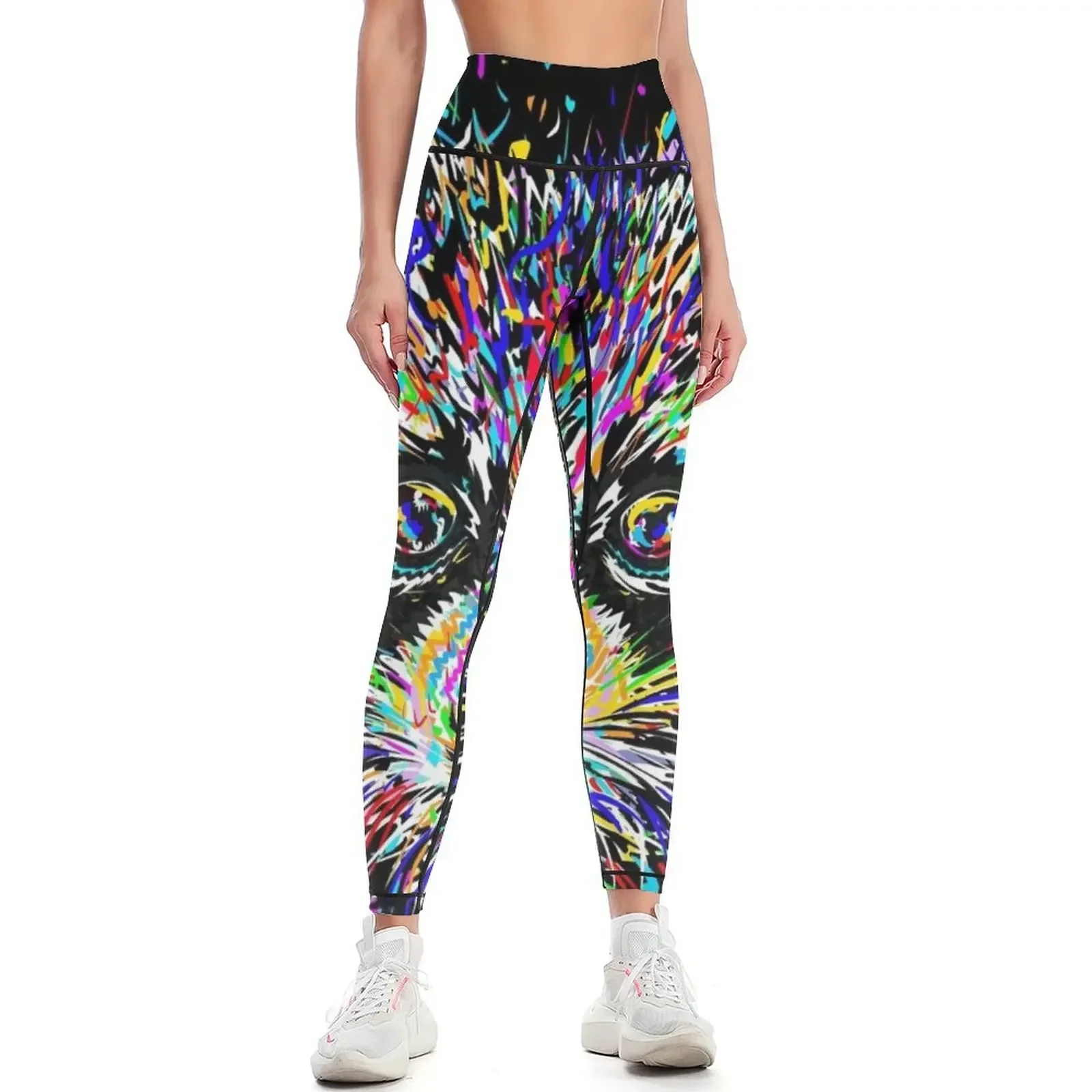 

RACCOON portrait Leggings Leginsy push up Women's high waist Golf wear Fitness clothing Womens Leggings