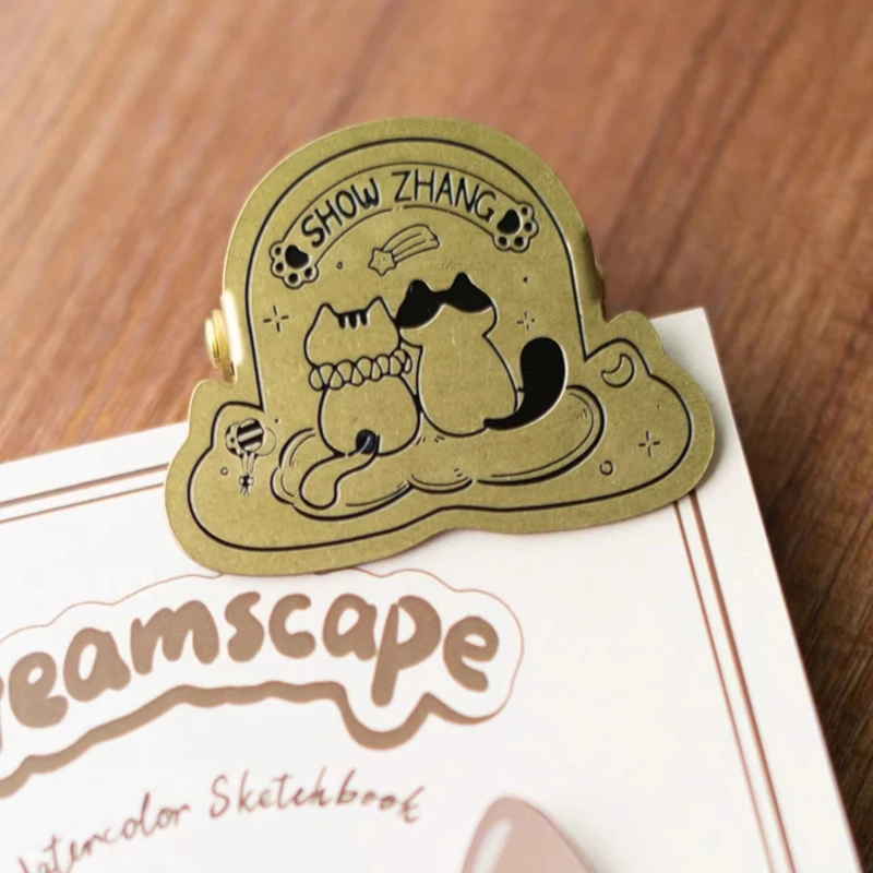 Creative Cat Theme Double-sided Brass Book Clips Journal Clip Bag Sealing Clip