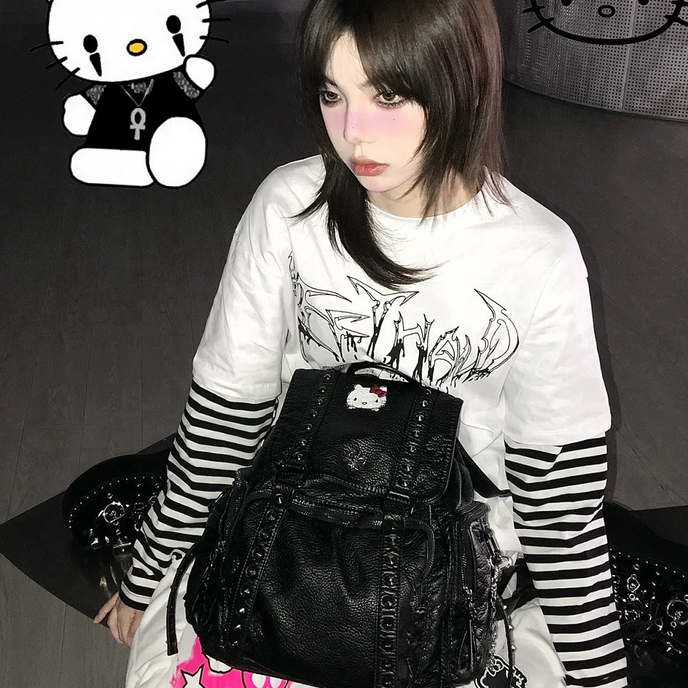 Zaino Kawaii Sanrio Devil hellobykitty zainetto Cute Anime rivettato Punk borsa a tracolla di grande capacità regalo di natale ragazza piccante