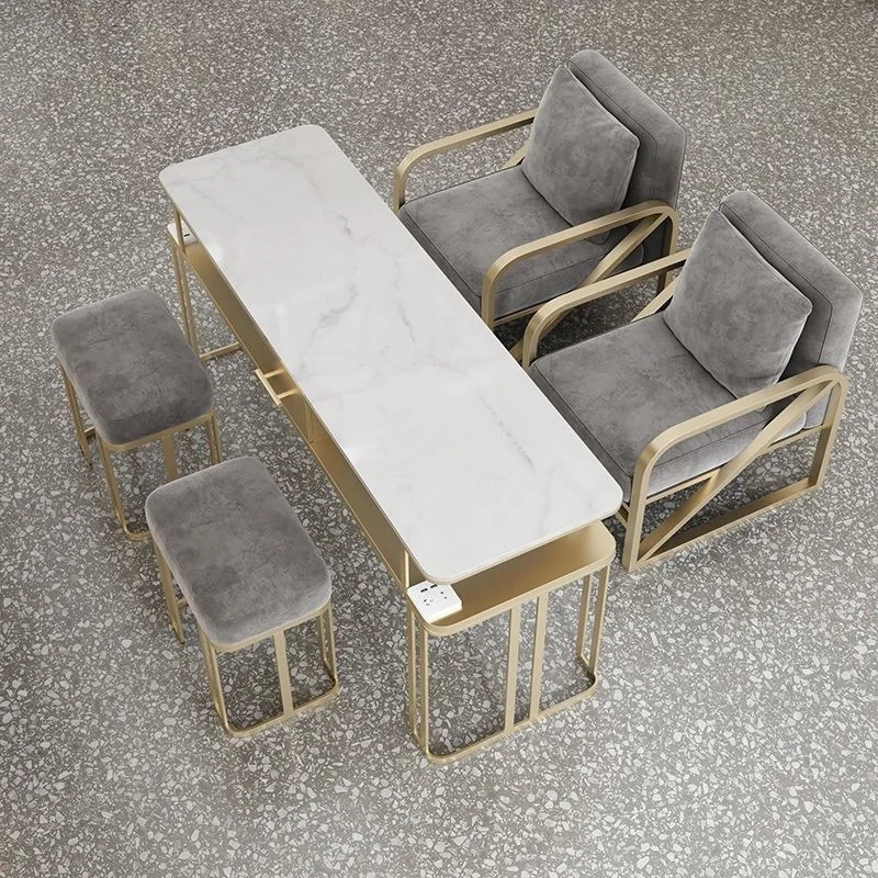 

Nail Marble Light Luxury and Chair Set Single Double Triple Vacuum Cleaner Table Nail Shop Table Direct Sa