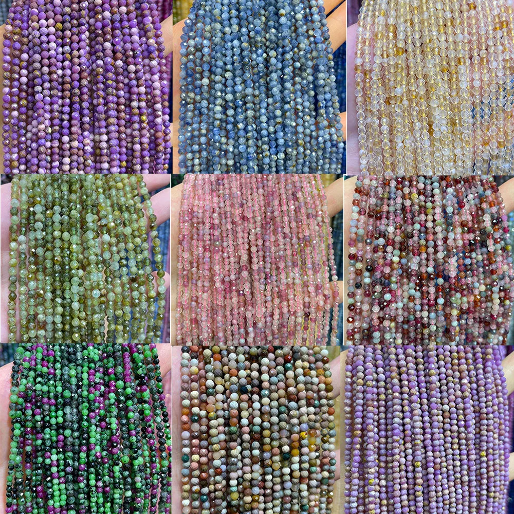 Natural Gemstone Faceted Multi Colour for Jewelry 3mm Loose Beads Seed Beads Natural Stone Beads for Jewelry Making