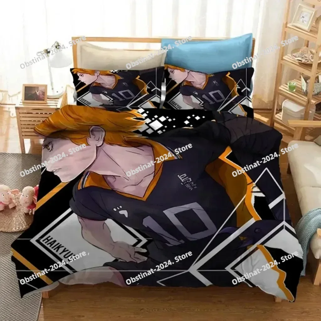 

3D Cartoon Anime Haikyuu Bedding Set Volleyball Boys Duvet Cover Full Queen King Size Pillowcase Bed Printed Single Twin Sheet