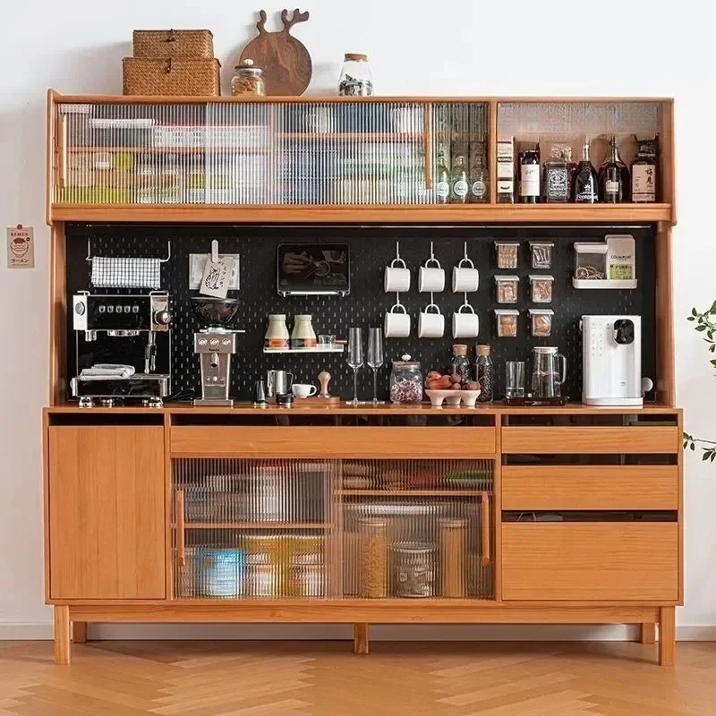 

Боковой шкаф в скандинавском стиле из цельного дерева для дома, гостиной, встроенный у стены, японский кухонный высокий шкаф, простое хранилище