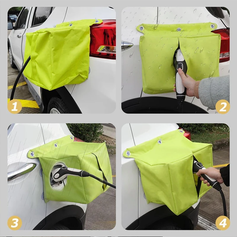 1Pc Yellow Oxford Fabric EV Charging Pile Protective Cover Waterproof Snow Rain Sun Resistant For Outdoor Electric Vehicle