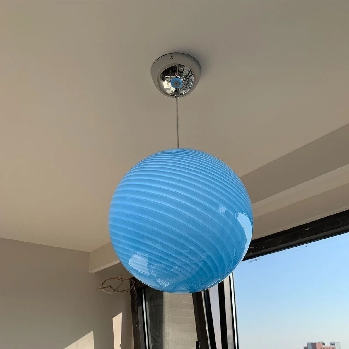 Murano Colorful Stained Glass Lollipop Macaron Pendant Lamp 20/30/40cm Kids Bedroom Dining Living Room Ambient Chandelier