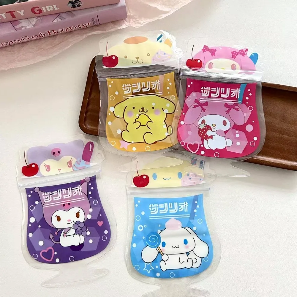 

Hello Kitty Self Sealing Bag Cute Originality Sand Ice Cup Modeling Pouch New Fashion Delicate Badge Candy Gift Bag 6pcs