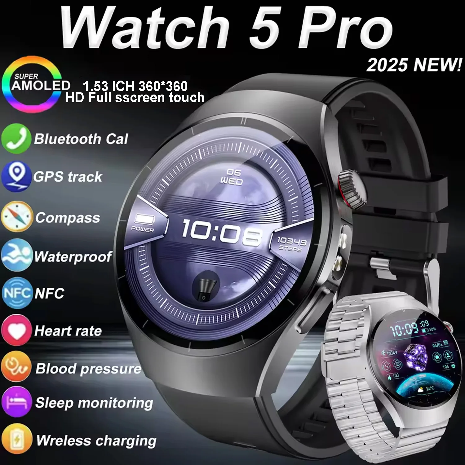 

Новые умные часы SK45 Pro с большим экраном BT, монитор здоровья для звонков, мощный светодиодный фонарик, мужские умные часы для спорта на открытом воздухе, фитнеса