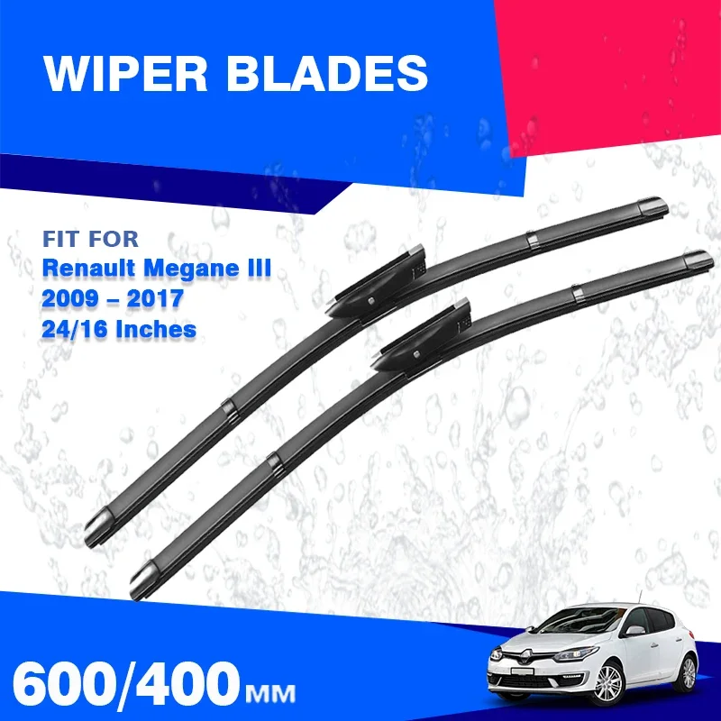 For Renault Megane III 3 MK3 2008 - 2017 Front Wiper Blades Hatchback Coupe CC GT Sport Windshield Windscreen HD Window Brushes