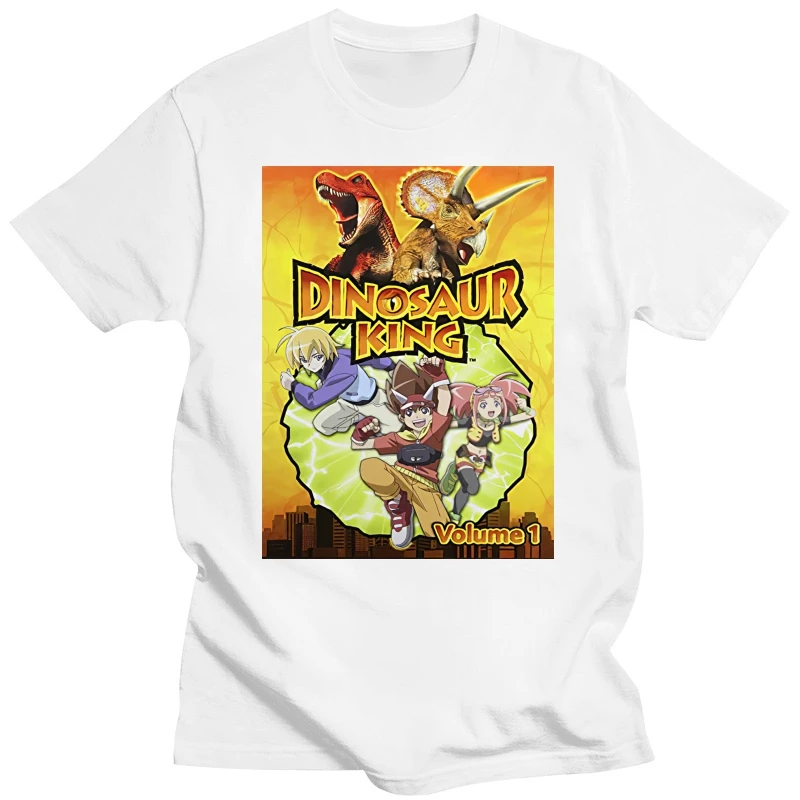 Hot 2019 Summer Men T Shirt Fashion Dinosaur King Anime Battle Card Worn Look Cool Geek T Shirt