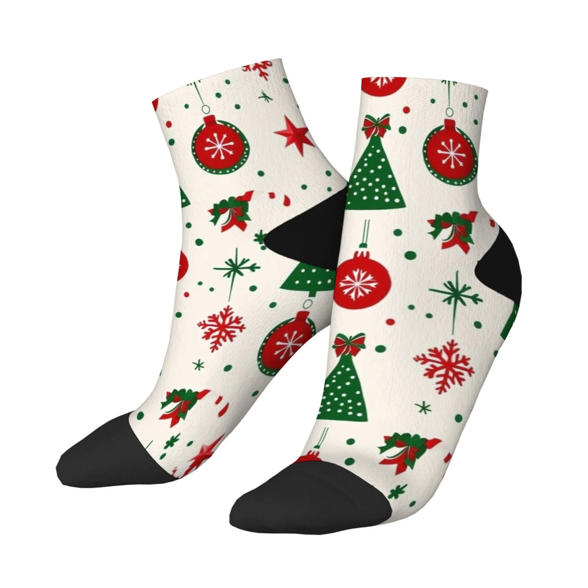 Kurze Socken im Weihnachtsstil, Polyester-Mischung, bequeme Freizeitsocken für Damen und Herren, weich, atmungsaktiv, leicht, modisch