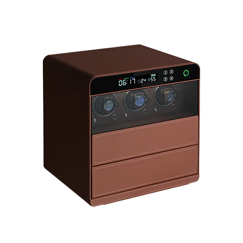 New Arrival Waterproof LED Watch Safe Winder Secure Drawer Fingerprint Lock Watch Safe With 3 Slots