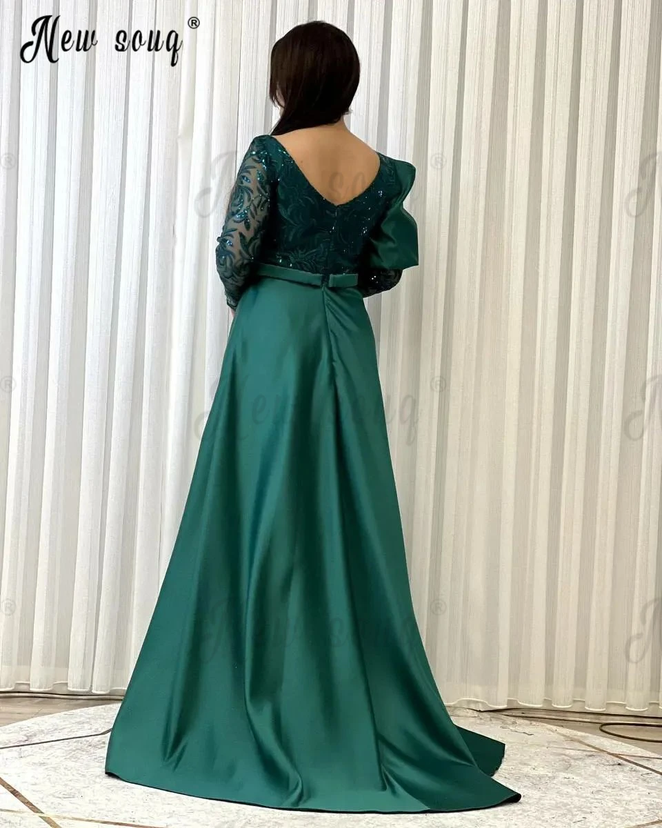 Newest Dark Green Long Sleeve Evening Dress Hot Sale Middle East Prom Gowns For Wedding Women Dinner Night Party Wear Robes