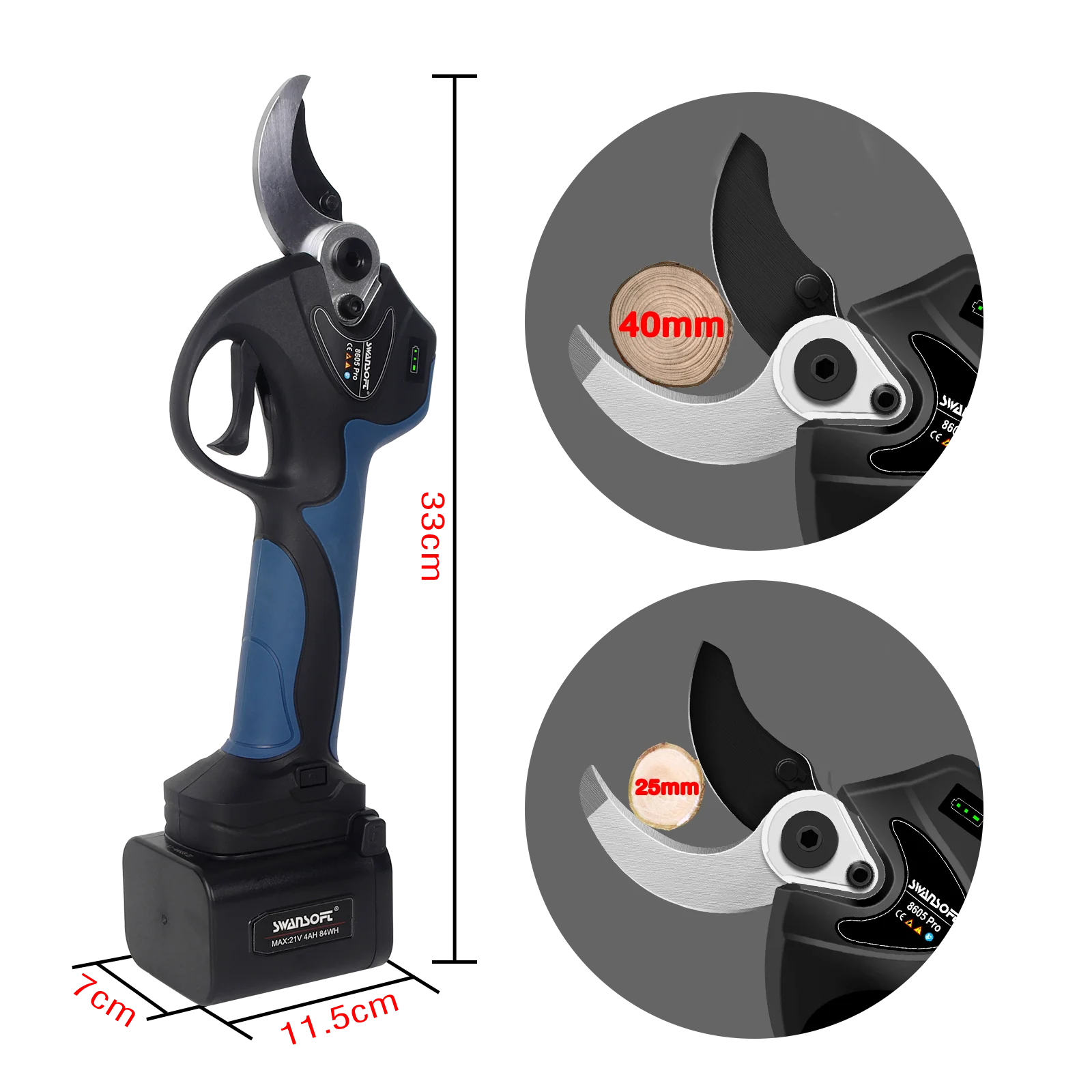 Imagem -03 - Tesoura de Poda Elétrica sem Fio Portátil Recarregável a Pilhas Poda Ramo Árvore Podador Jardim Clippers 40 mm Diâmetro de Corte