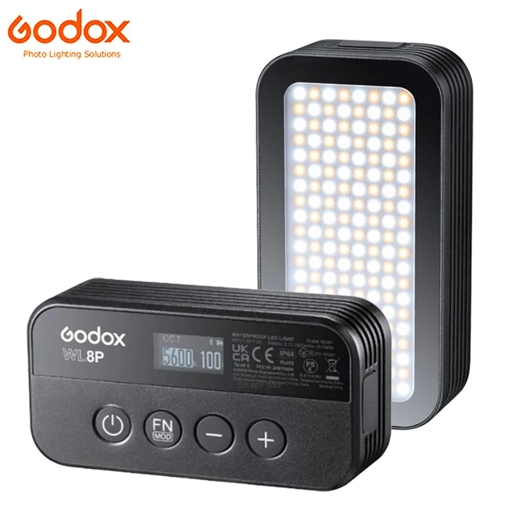 

Godox WL8P Waterproof IP68 LED Video Light 2700-8500K Lamp with 2900mAh Battery Fill Lighting APP Control for DSLR Camera DV