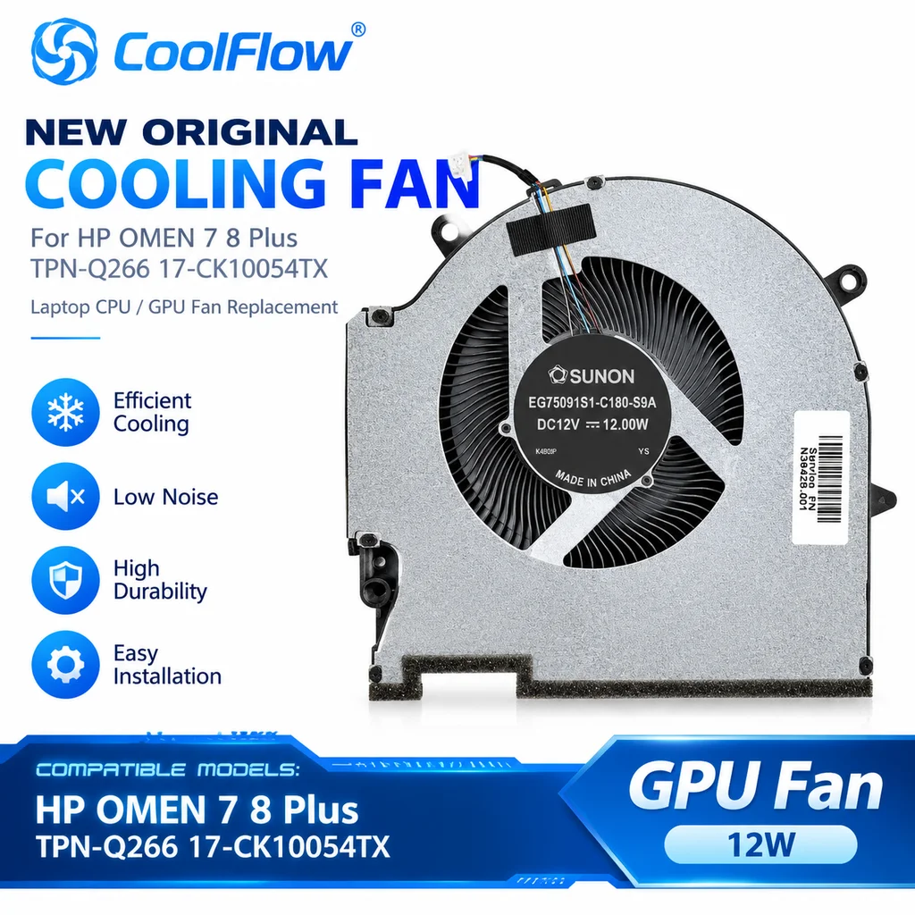 New Original Cooling Fan for HP OMEN 7 8 Plus TPN-Q266 17-CK10054TX Laptop CPU GPU Fan Replacement