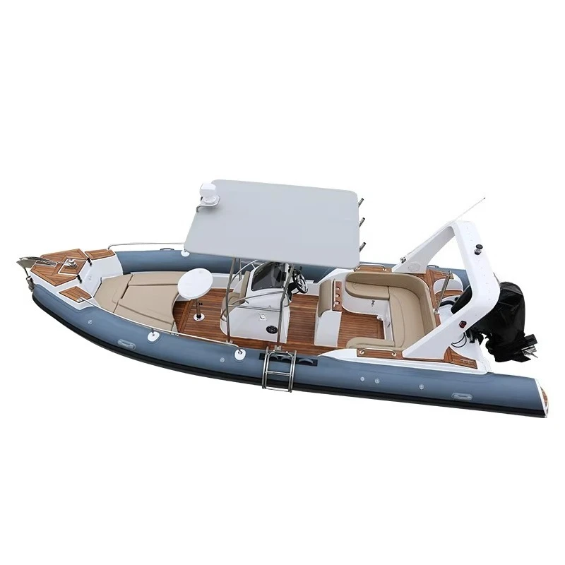 CE Certified 24.5ft 7m Inflatable Sport Rowing Boat With Outboard Motor Hypalon Fiberglass Hull for Fishing