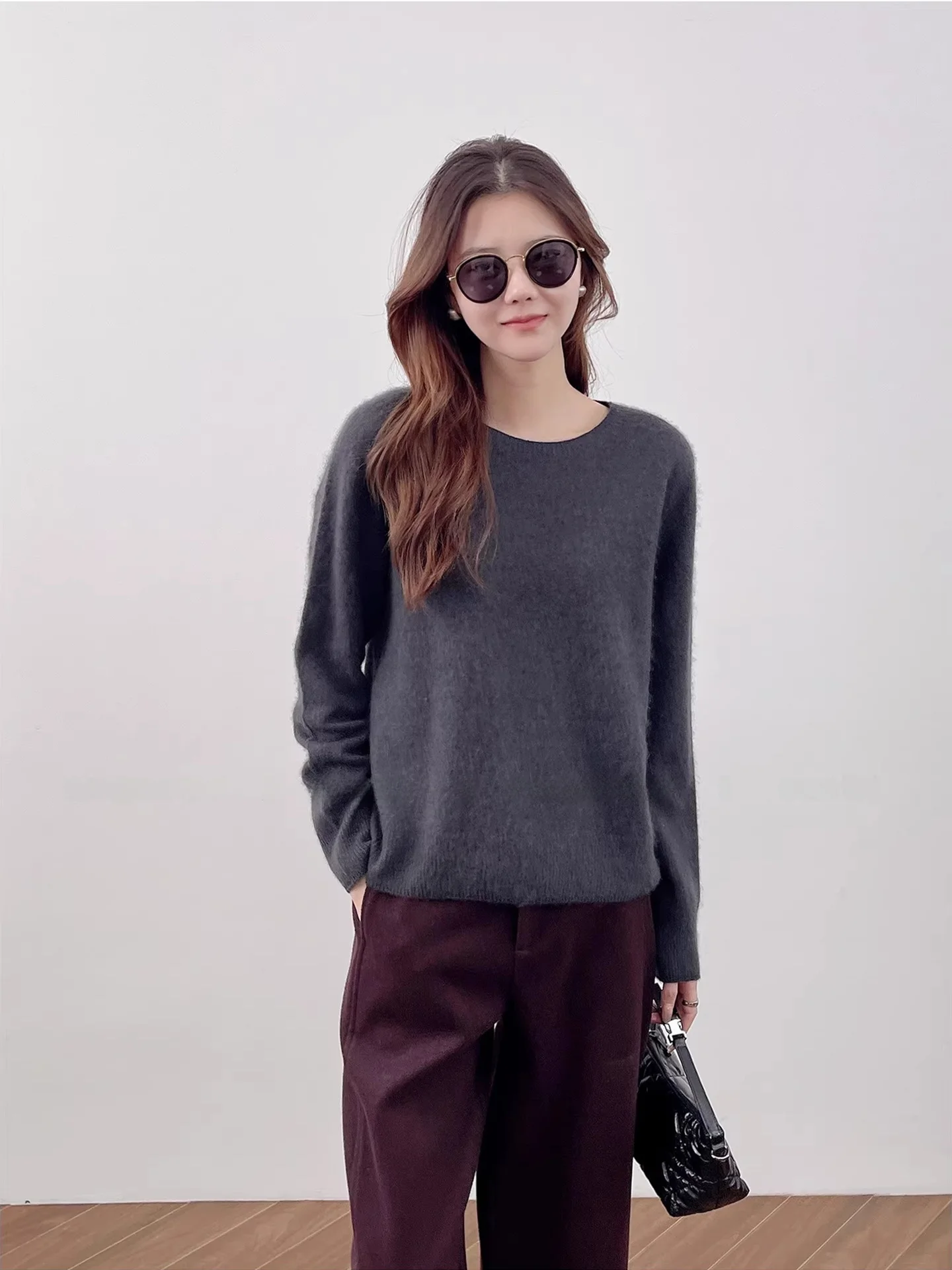 

Корейский модный теплый зимний свитер из шерсти с круглым вырезом, новинка, женский, с длинными рукавами, мягкий и удобный